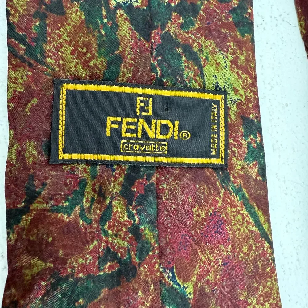Fendi Cravatte Men's Vintage Silk Tie Multicolored Made in Italy